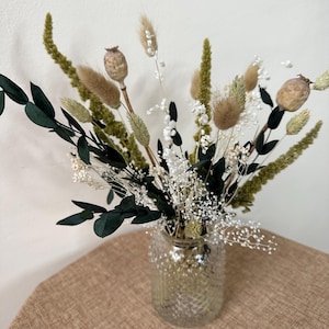 Dried Flower Bouquets & Bud Vase Gift Set | Dried Flowers in Vase for Christmas Table Centrepiece | Wedding Dried Flower Arrangements