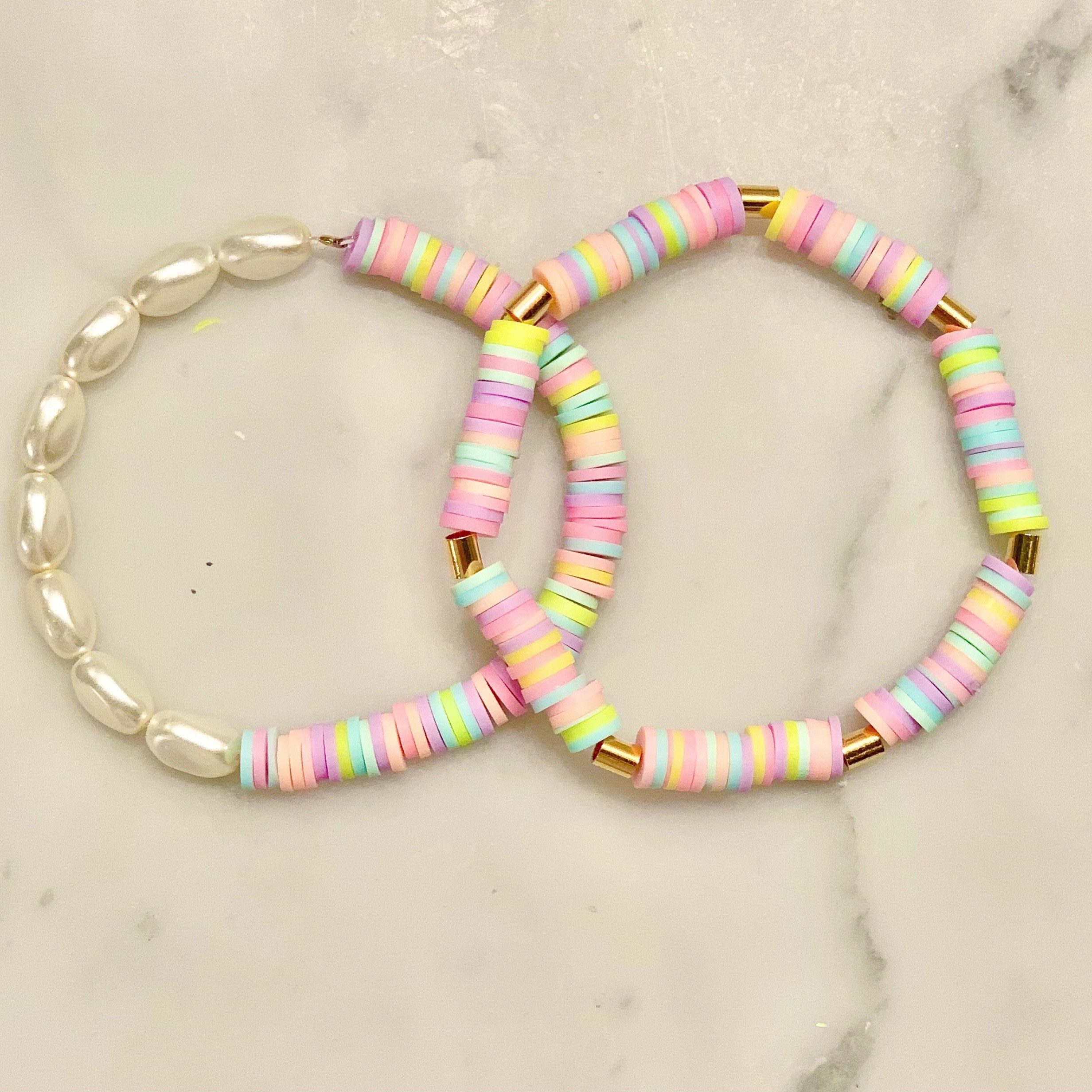 Pastel Heishi Bead Bracelet Set - Etsy