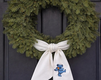 Embroidered Grateful Dead Wreath Sash | Front Door Wreath Sash | Personalized Wreath Sash