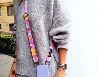 Phone lanyard crossbody neck adjustable strap multicolor smartphone cord with silicone case for iPhone 11 12 PRO 13 PROMAX 14 PLUS