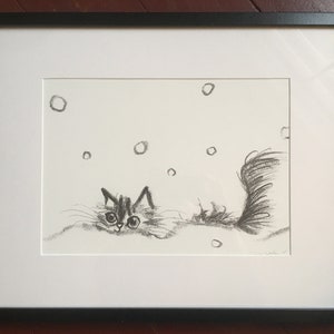 A3 Riso Art Print &quot;Cat & Snow&quot;