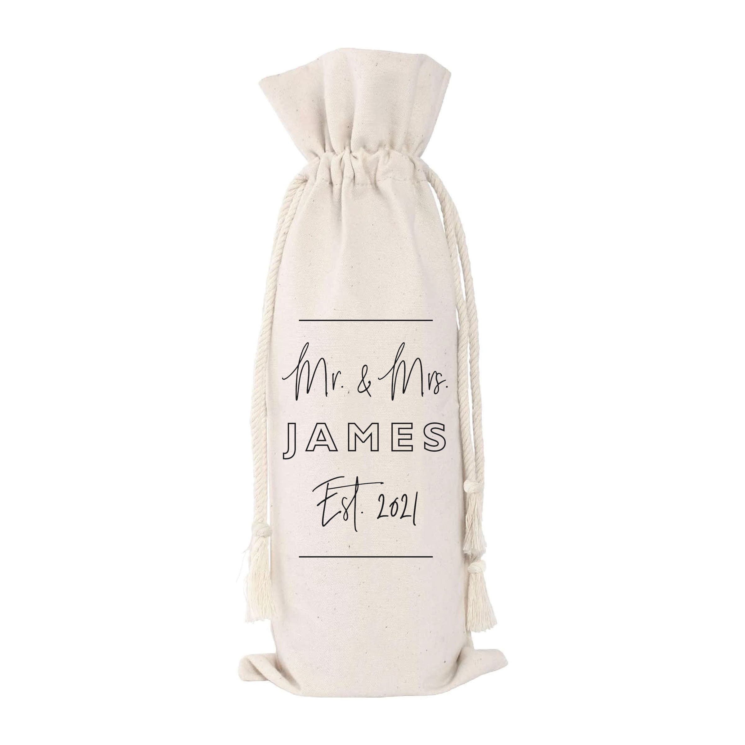 Custom Wine Bag Wedding Gift with Last Name and Date Mr. and Etsy