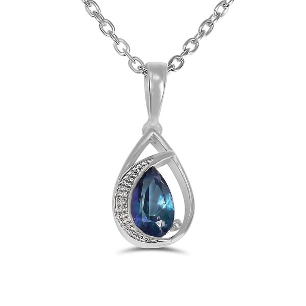 925 Sterling Silver Neptune Garden Mystic Topaz Diamond Pendant Necklace