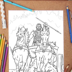 ARES COLORING PAGE Printable Colouring Adults Children lineart stress relief Greek God Drawing Painting Trigger Creativity