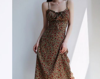 DITSY Cami Vintage Style Floral Tie Front Midi Dress