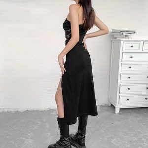Goth Style Side Slit Skirt Cosplay Dark Gothic High Waist - Etsy