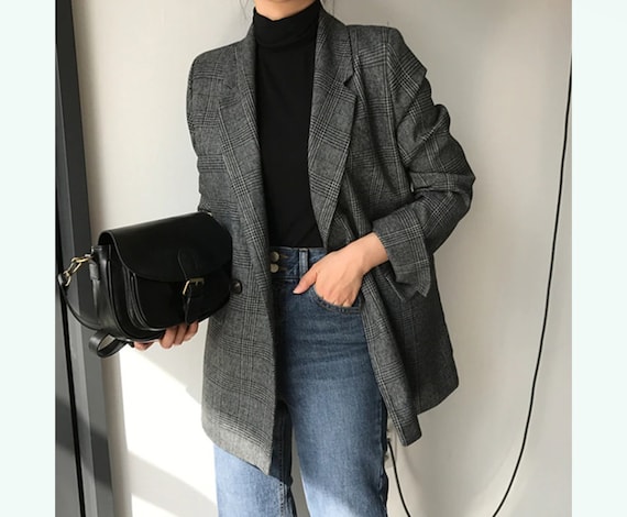 BRUNA Blazers Winter Spring Women's Coat Plaid Double - Etsy