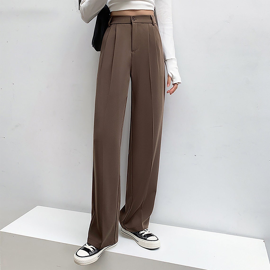 STRAIGHT Pants Relaxed Fit Trousers Office High Waisted - Etsy
