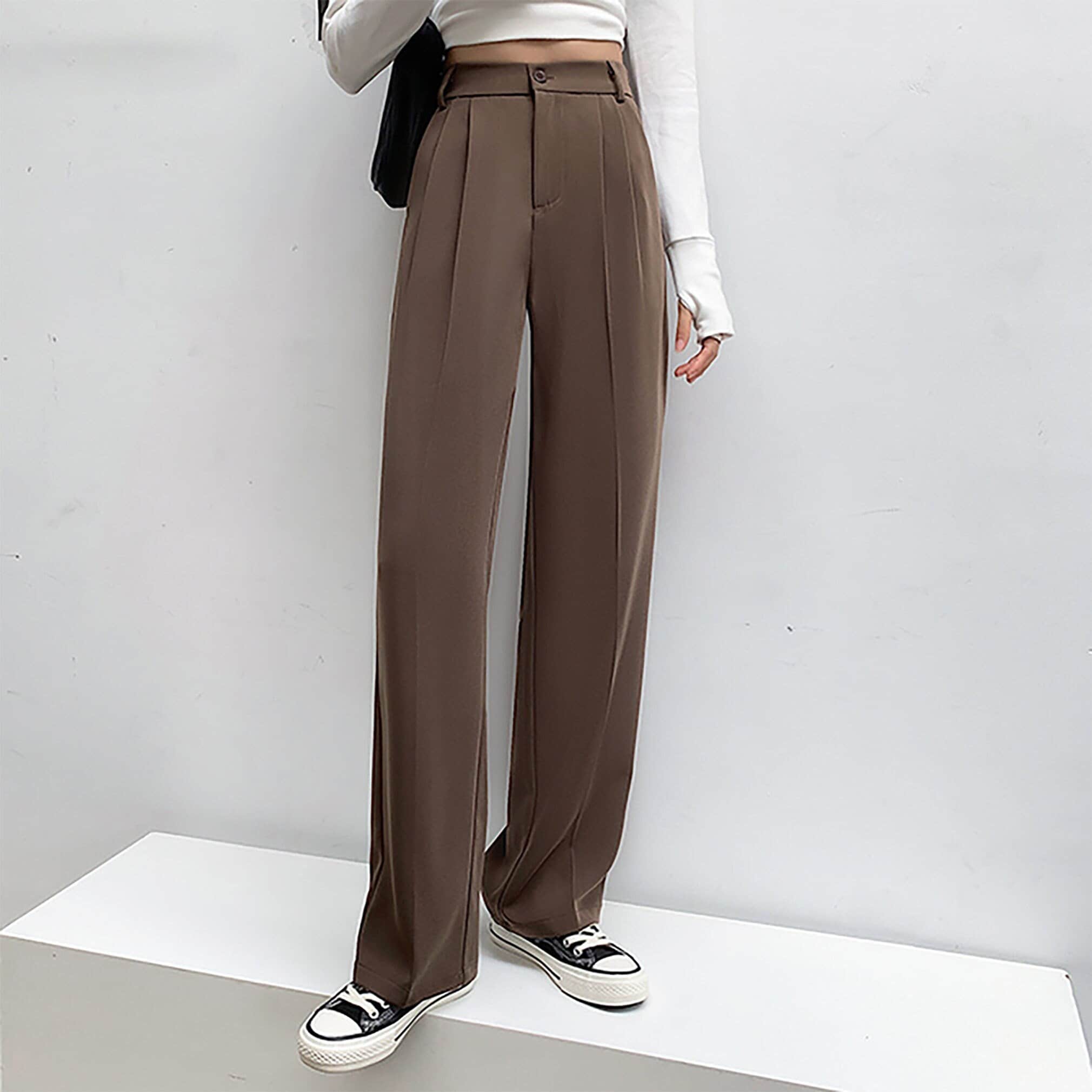 STRAIGHT Pants Relaxed Fit Trousers Office High Waisted - Etsy Hong Kong
