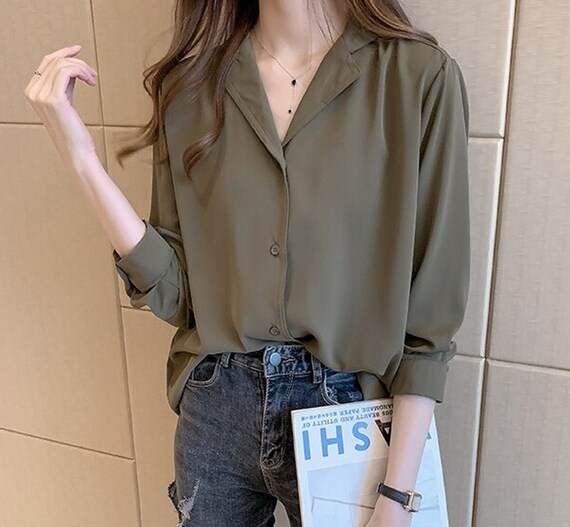 BLOUSON Chiffon Collared Front Buttons 