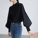 PUFF Sleeves High Neck Long Sleeves Shirt Top Women Office Outfit Black Blouse 