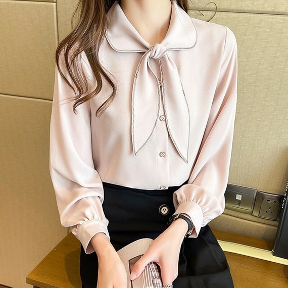 TIE Cuello Bufanda Blusa Camisa Mujer Blusa Manga Larga Top - Etsy México TIE Cuello Bufanda Blusa Camisa Mujer Blusa Manga Larga Top - Etsy México