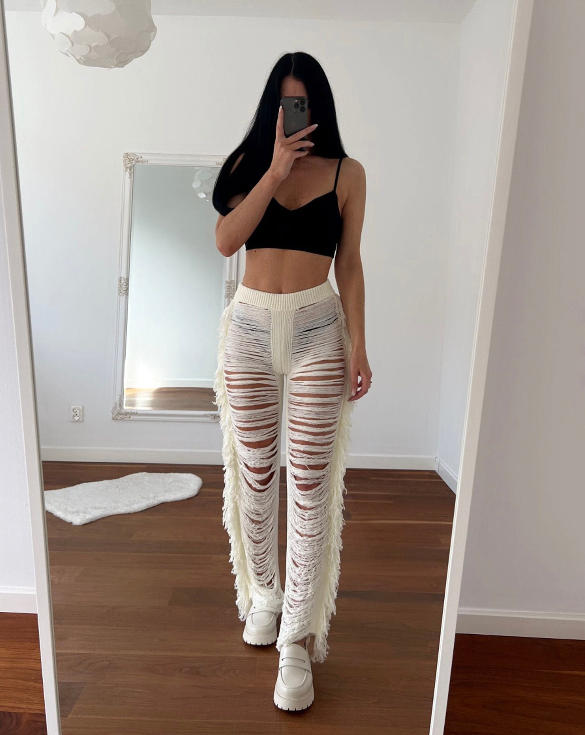 High Waist Ripped Jeans -  Canada