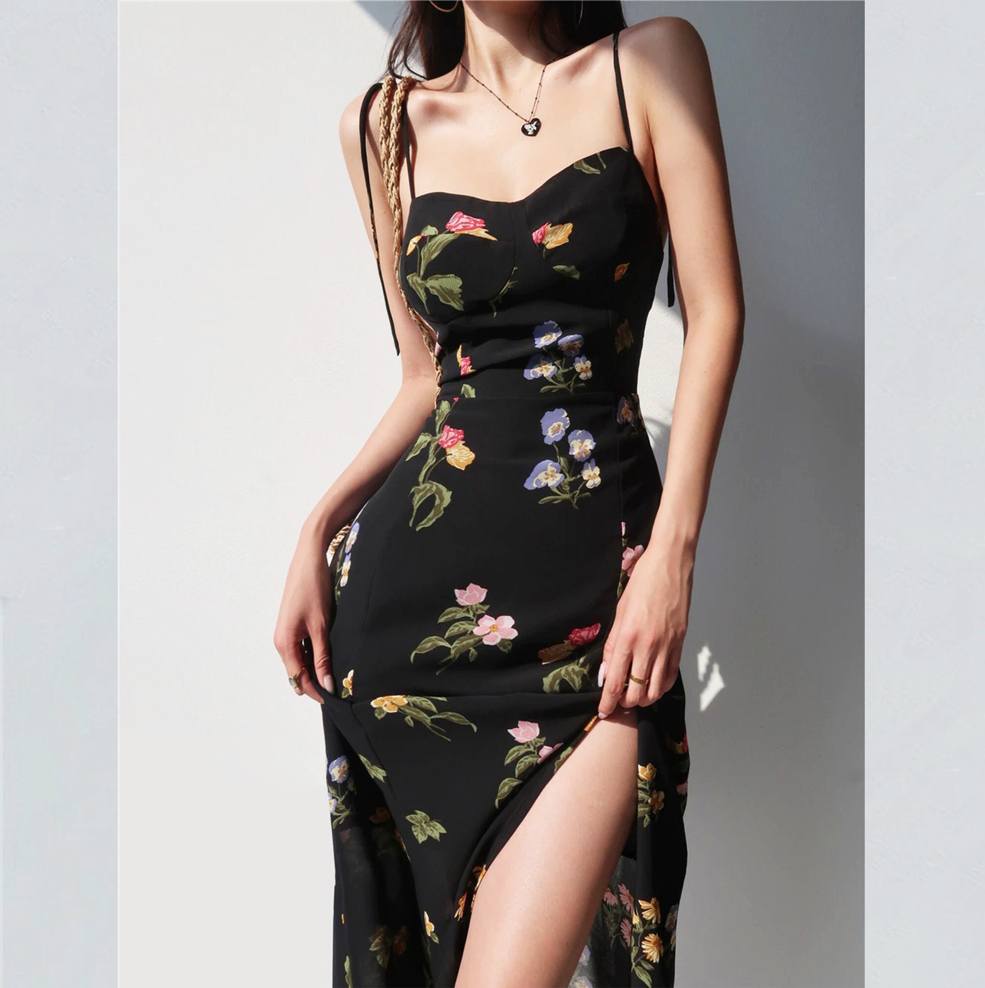 floral black dress