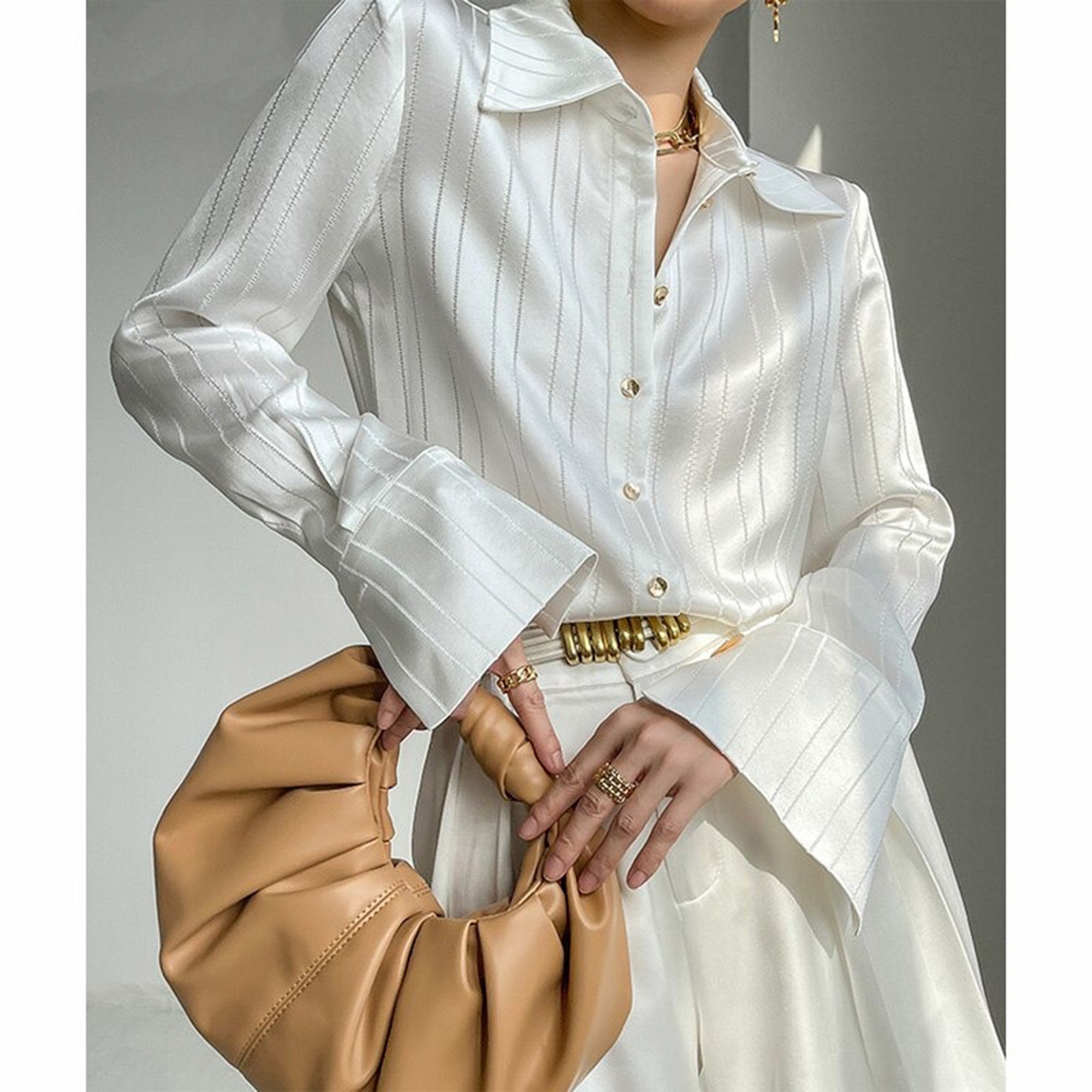 satin blouse button down