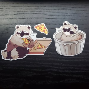 Pizza-Eating Trash Raccoons Glossy Sticker Pack