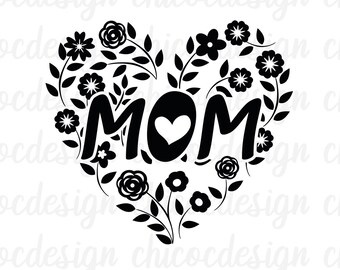 Mom Heart svg, Flowers svg, Love svg, Mom svg, Mothers day svg, Floral Heart svg, Cricut Mothers day svg, Svg files for cricut
