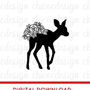 Flores de veado svg, Floral SVG, Veado com flores, Silhueta de veado, Veado svg