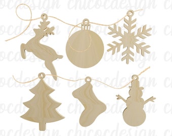 Christmas Ornaments Laser Cut Files-SVG,Christmas Characters bundle Ornaments svg,Glowforge cut file