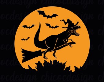 Dinosaur the Witch Svg, Halloween Dinosaur Svg, Halloween Dino Svg, Halloween Svg, Spooky Saurus Rex Svg