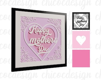 3D Happy Mother's Day SVG , mother svg, mom svg,mother's day shadow box svg,Papercut Template Happy Mother's Day