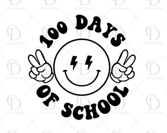 100 days of school SVG PNG, Happy 100 days SVG, Retro Smiley Face Png, 100 days Teacher Shirt, Svg Files for Cricut