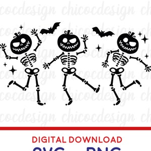 Dancing Skeletons Pumpkin Head svg png files for cricut, Dancing Skeletons svg, Skeletons Halloween Svg,Dancing Halloween Svg, Skeletons Svg