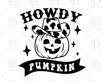Howdy Pumpkin svg Png, Howdy Pumpkin svg, Halloween pumpkin svg,Western svg,halloween svg,Pumpkin face svg