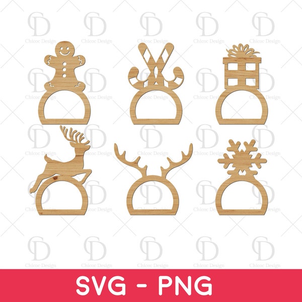 Christmas Napkin Ring Svg, Napkin Holder Svg Glowforge Laser Cut files