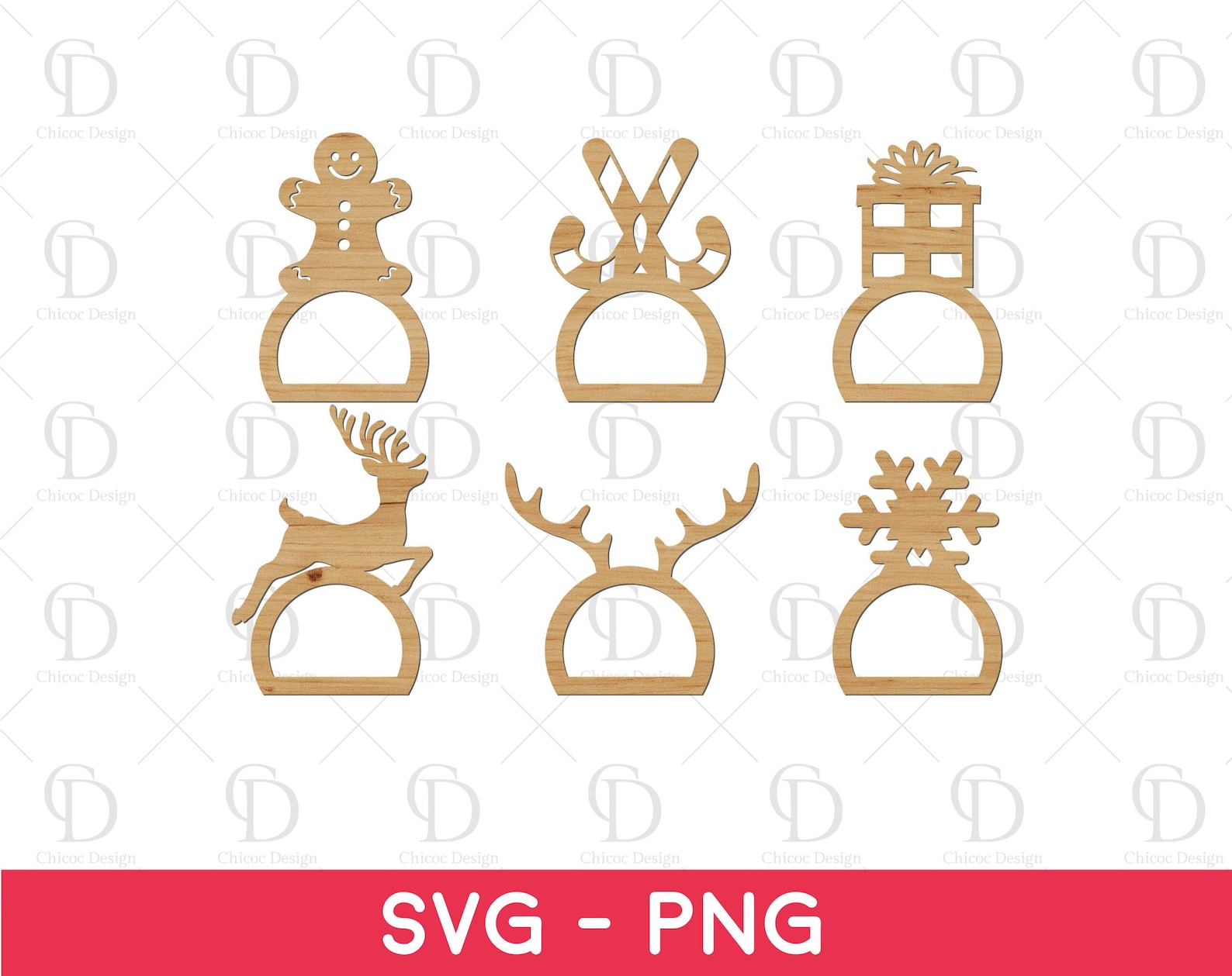 Christmas Napkin Ring Svg Napkin Holder Svg Laser Etsy