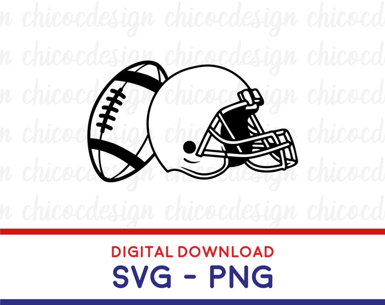 May include: Black and white illustration of a football helmet and football. The helmet is on the right side of the image and the football is on the left side of the image.