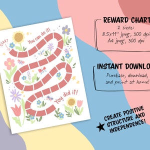 Flower Garden Reward Chart For Kids, Simple Kids Reward Chart - INSTANT DOWNLOAD
