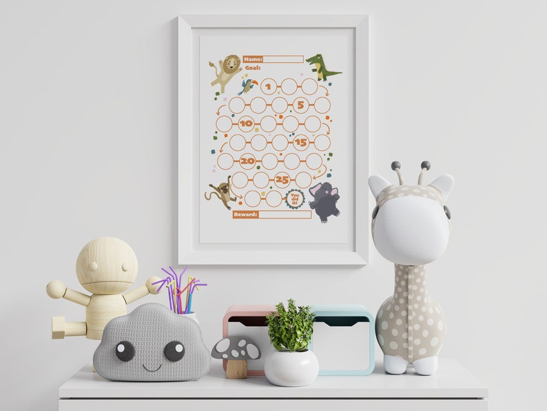 Zoo Animals Reward Chart for Kids, Simple Kids Reward Chart, Cute
