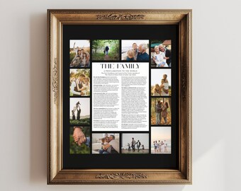 Familie Proklamation dunkel Fotorahmen, anpassbar, Canva Vorlage, Sofort Download