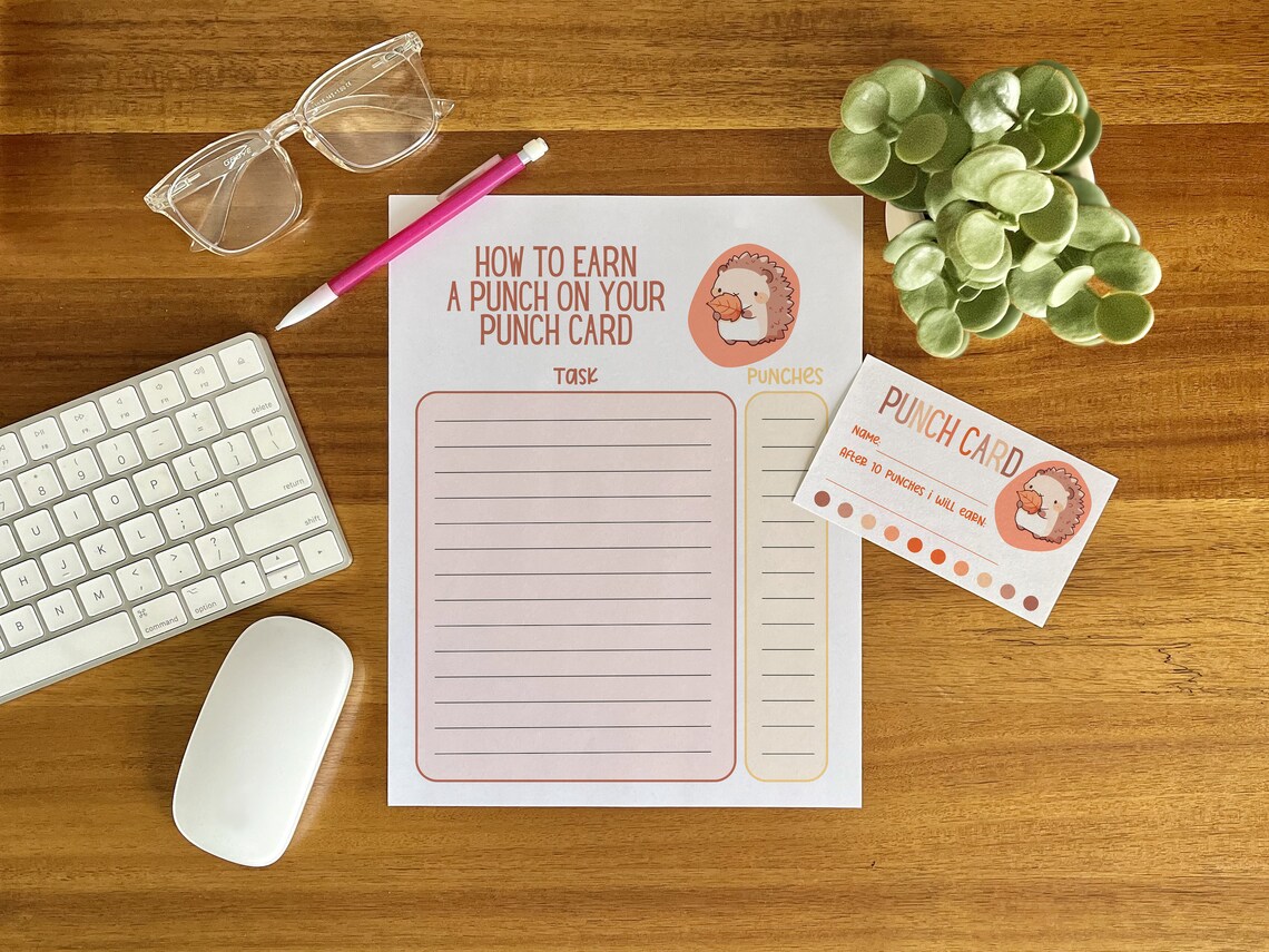 Editable Punch Card for Kids, Printable Punch Card, Printable Reward ...