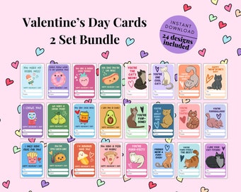 Katze & Food Pun Valentinstag Karten (Digitaler Download, 24 Designs
