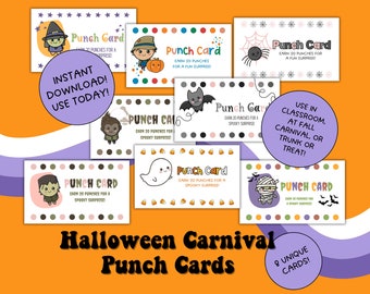 Halloween Karneval Lochkarten, Belohnungen für das Klassenzimmer (Instant Download)