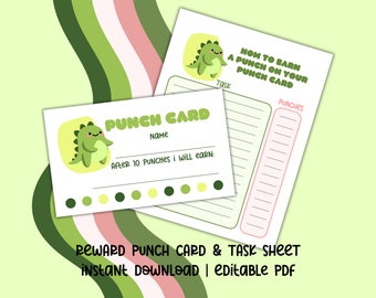 Dinosaurier Belohnungs Locher Karte, druckbare Klassenzimmer (digitaler Download)