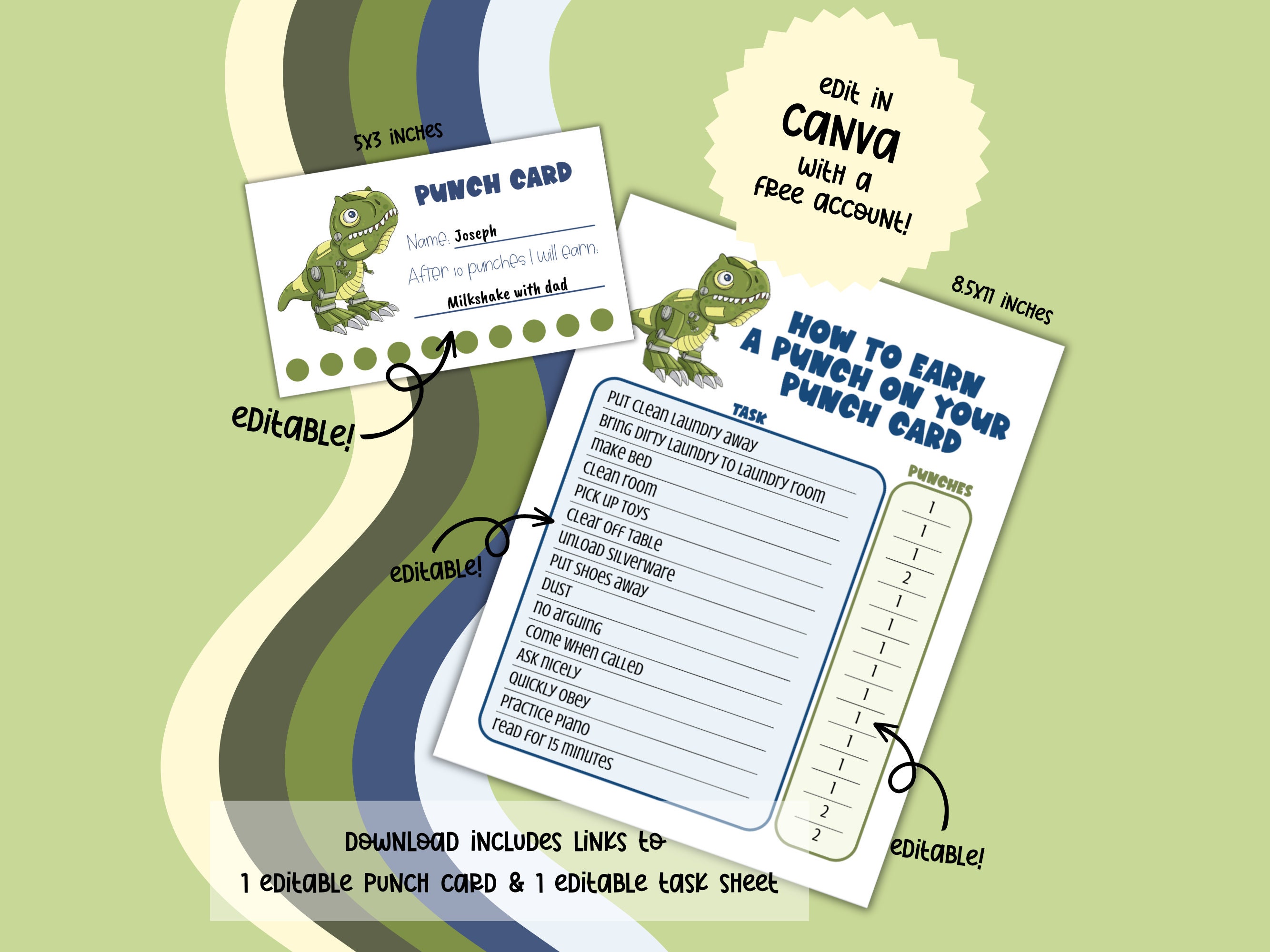 Editable Punch Card for Kids Printable - Il Fullxfull.5207601233 5s57 