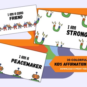Kids Affirmation Cards, Motivational Cards, Positivity Cards, Kids Daily Mantra, Kids Encouragement Cards, Lunchbox Notes, Robots, Science