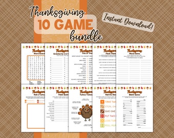 Thanksgiving 10 Spiele Bündel, Familienspiele (Instant Download)