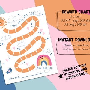 Rainbow Reward Chart For Kids, Simple Kids Reward Chart - INSTANT DOWNLOAD