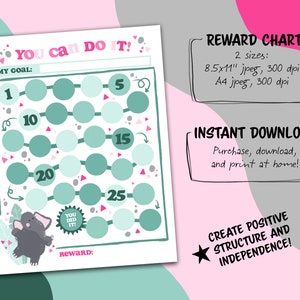 Elephant Reward Chart For Kids, Simple Kids Reward Chart, Cute Animal Chart - INSTANT DOWNLOAD