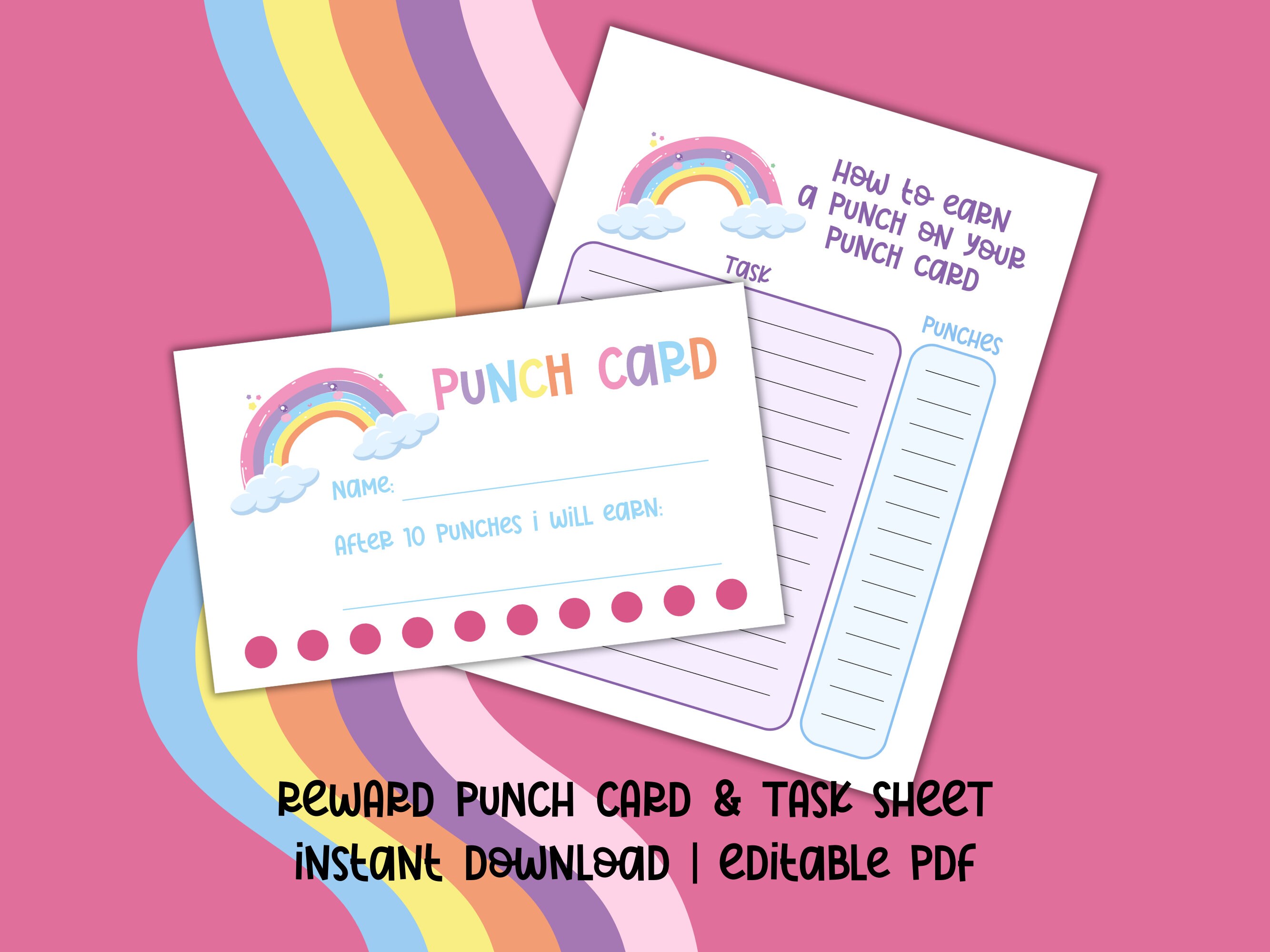 Editable Punch Card for Kids Printable - Il Fullxfull.5168176428 Ldsv 