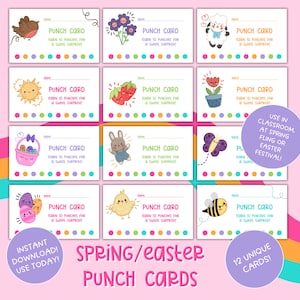 Easter Punch Cards, Spring Fling Punch Cards, Classroom Reward Cards, Easter Festival, Easter Egg Hunt Punch Cards, INSTANT DOWNLOAD image 1