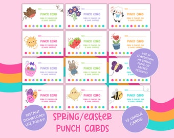 Oster-Lochkarten, Frühlings-Lochkarten, Belohnungskarten für das Klassenzimmer, Osterfest, Eiersuche-Lochkarten, SOFORTIGER DOWNLOAD