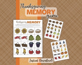 Thanksgiving Memory Spiel, Familie & Klasse Aktivität (SOFORT DOWNLOAD)