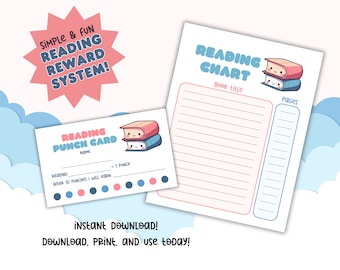 Druckbare Leselochkarte, Leselogbuch, Belohnungssystem für das Klassenzimmer (Digitaler Download)