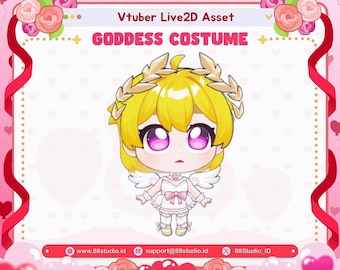 Goddess Outfit Valentine Theme Costume Chibi Vtuber Live2D Rigged Asset by 88 Studio