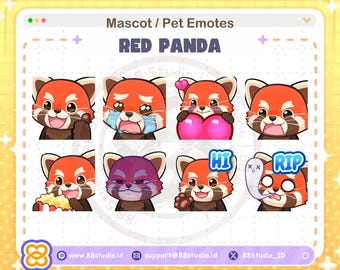 Red Panda Emotes - Mascot Emotes Regular / Static Pet Twitch Emotes for Twitch, Discord, Youtube Emotes
